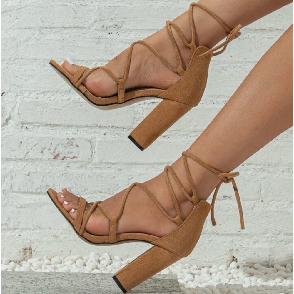 Beige Faux Suede Heels
